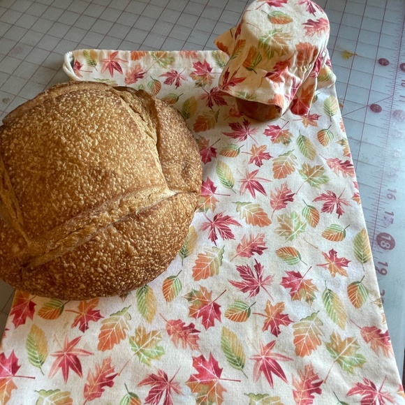 Thanksgiving Reusable Handmade Cotton Bread Bag + FREE Mason Jar Bonnet - Picture 6 of 11
